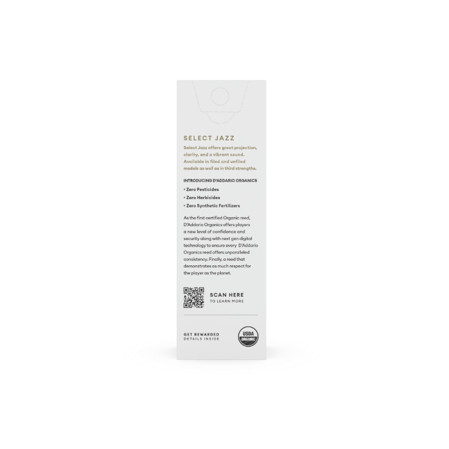 D'Addario Organic Select Jazz filed tenorsax riet per 5 stuks