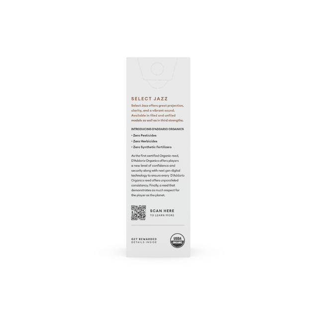 D'Addario Organic Select Jazz unfiled tenorsax riet per stuk