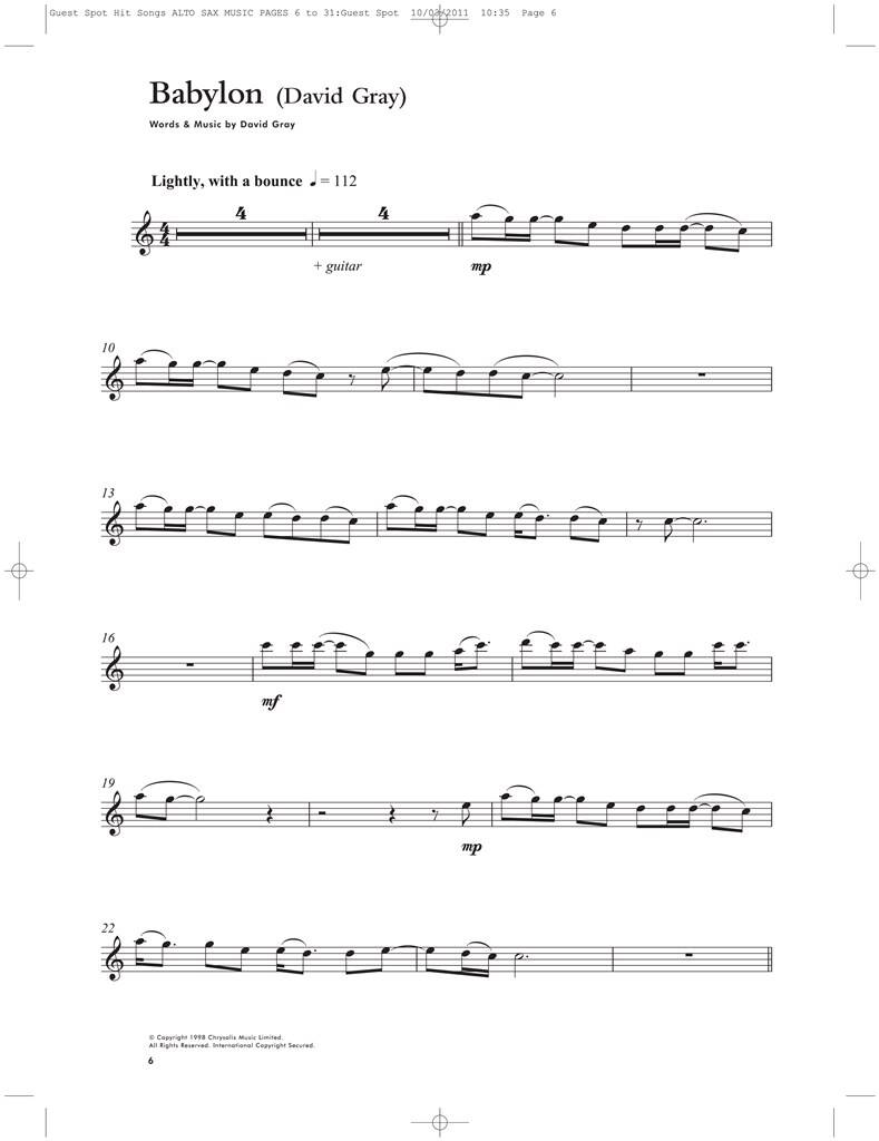 Guest Spot: Hit Songs altsax